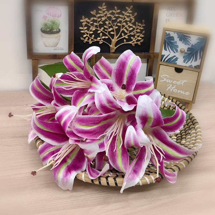 Искусственные цветы в Набережных Челнах | Цветы искусственные «Лилии крупные», розово-сиреневые, букет