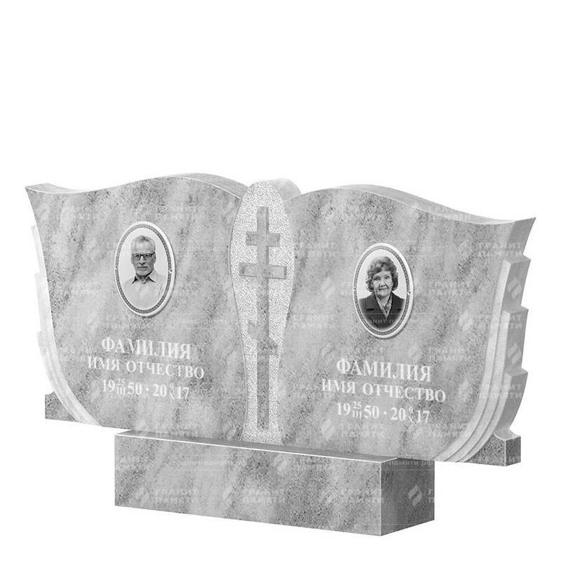 Памятники из мрамора в&nbsp;Набережных Челнах | Двойной мраморный памятник ФМ-136
