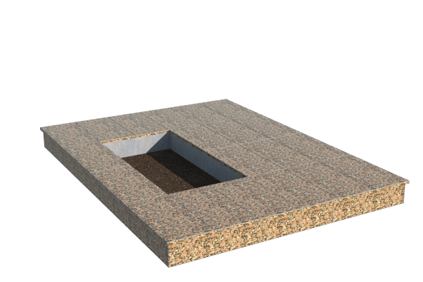 Площадки на могилу в&nbsp;Набережных Челнах | Площадка с вертикальной (15 см) облицовкой Южно-султаевским гранитом (под цветник)