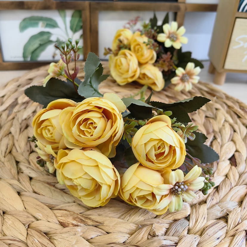 Искусственные цветы в Набережных Челнах | Цветы искусственные «Камелии с мелкоцветом», желтые, букет