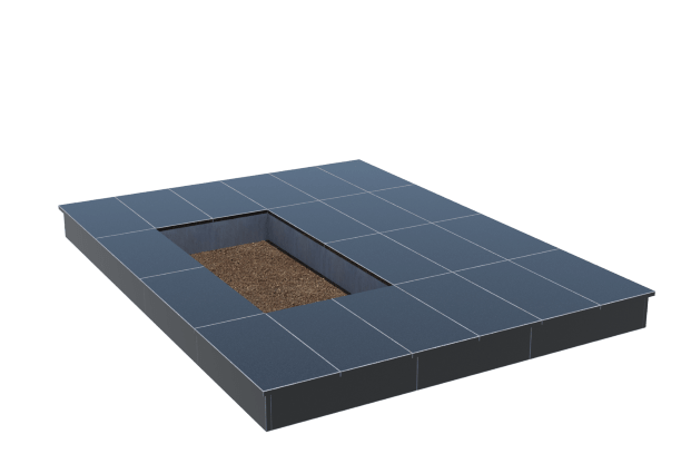 Площадки на могилу в&nbsp;Набережных Челнах | Площадка с вертикальной (15 см) облицовкой гранитом Габбро (под цветник)