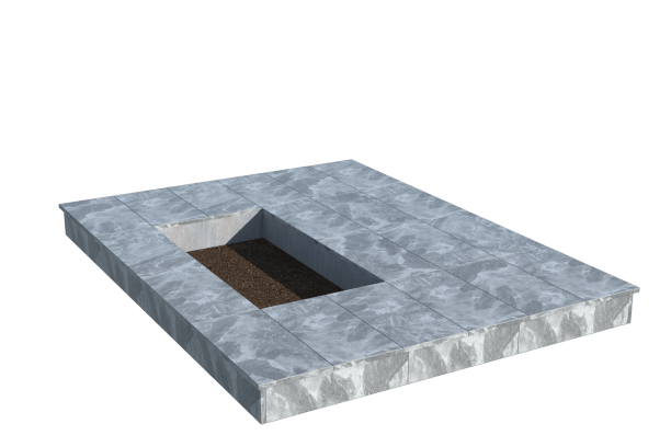 Площадки на могилу в&nbsp;Набережных Челнах | Площадка с вертикальной (15 см) мраморной облицовкой (под цветник)