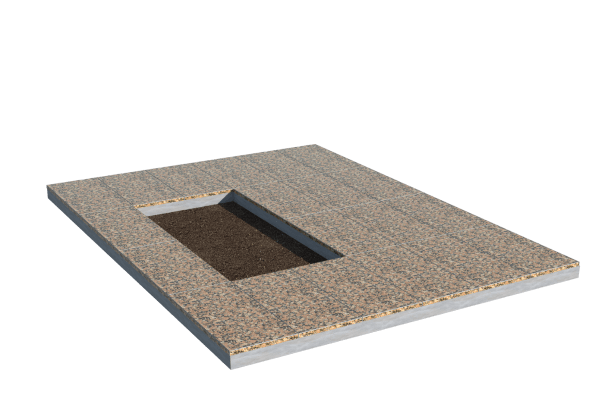 Площадки на могилу в&nbsp;Набережных Челнах | Площадка с облицовкой Южно-Султаевским гранитом (под цветник)