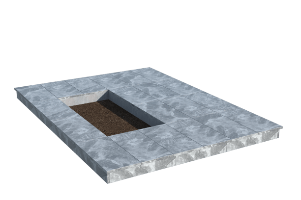 Площадки на могилу в&nbsp;Набережных Челнах | Площадка с вертикальной (10 см) мраморной облицовкой (под цветник)