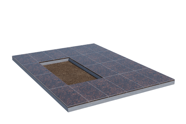 Площадки на могилу в&nbsp;Набережных Челнах | Площадка с облицовкой Дымовским гранитом (под цветник)